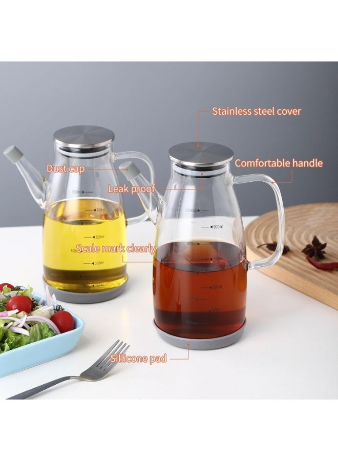 HOME ZONE Large High Borosilicate Glass Oil Bottle for Cooking 27floz Oil and Vinegar Dispenser Cruet with Non-Slip Silicone Base 800ml - Image 5